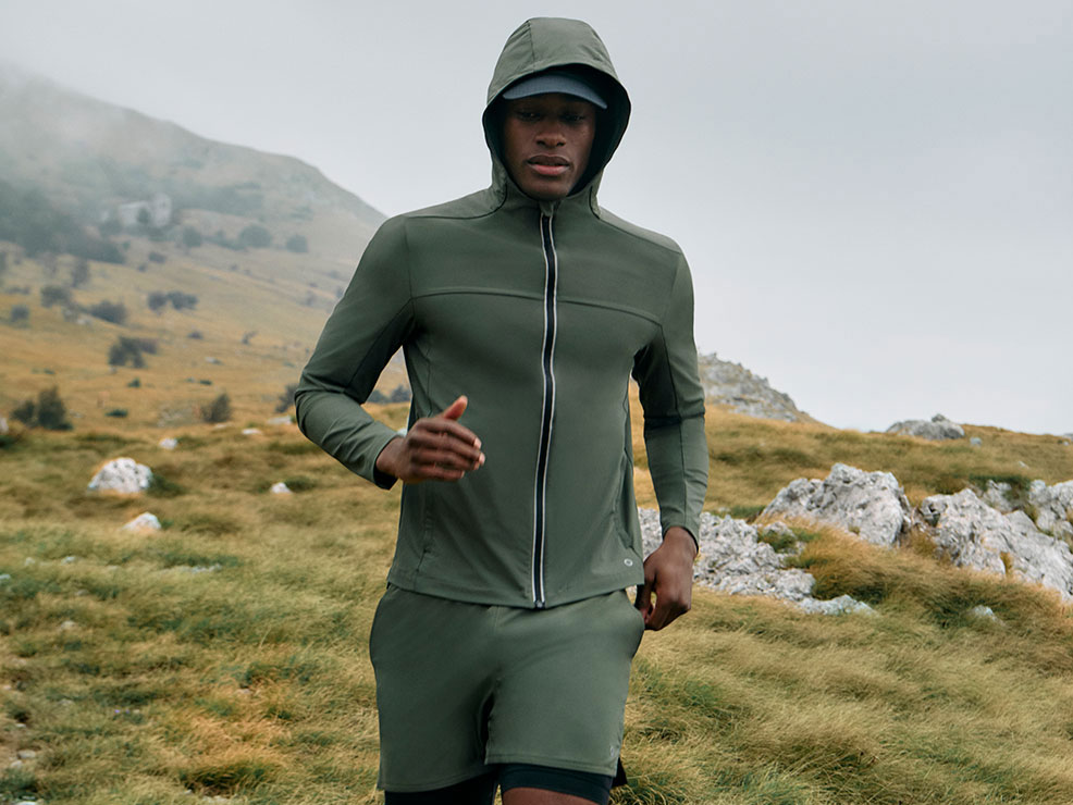 Man wearing winter workout clothes at M&S