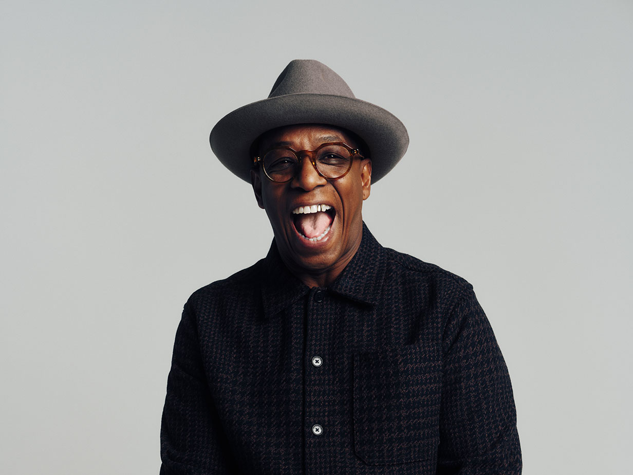  Ian Wright wearing a fedora hat from the M&S x Ian Wright hat collection.