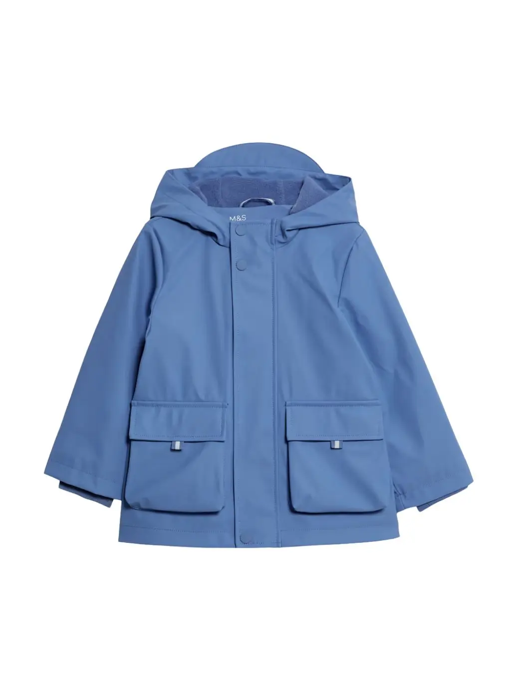 A cutout of a blue fisherman's jacket for kids