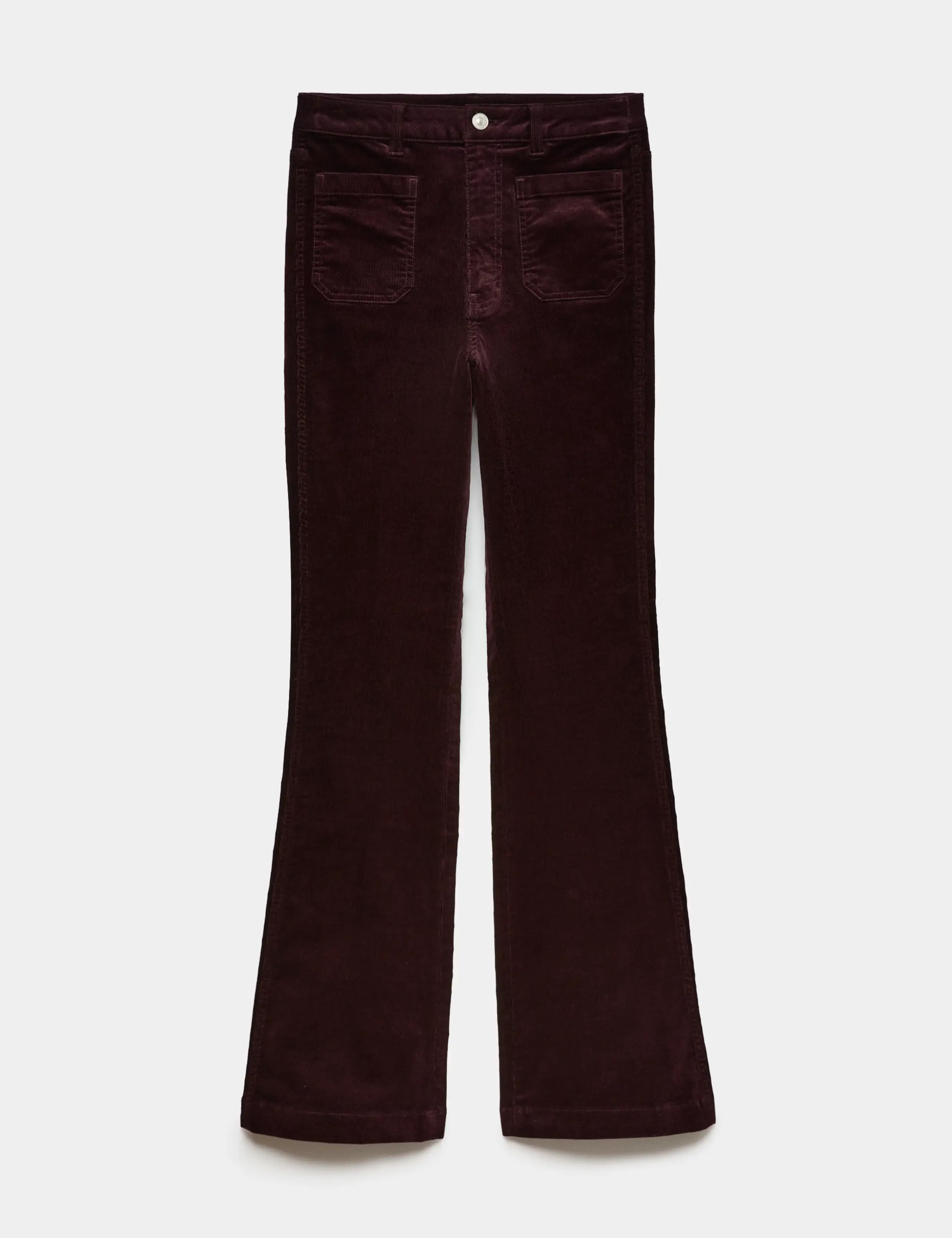 High Waisted Flared Corduroy Trousers
