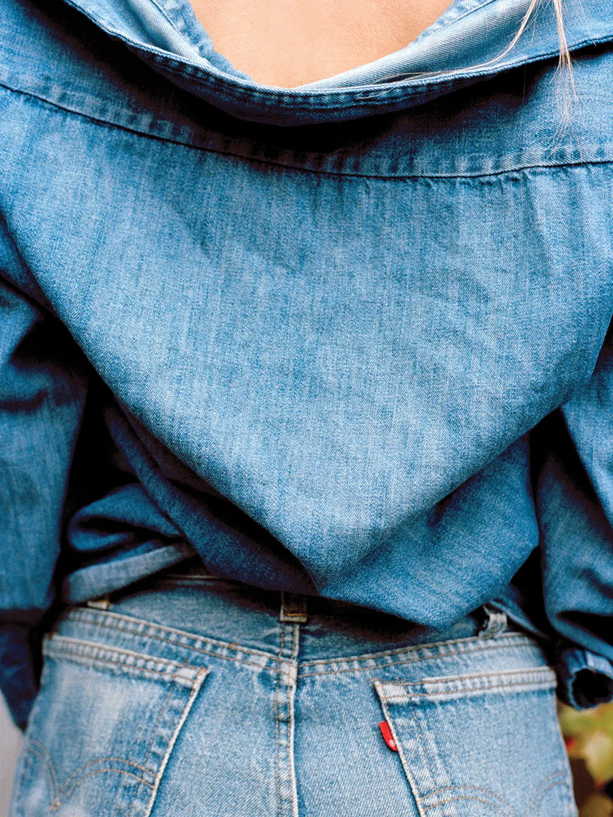 Woman wearing double denim