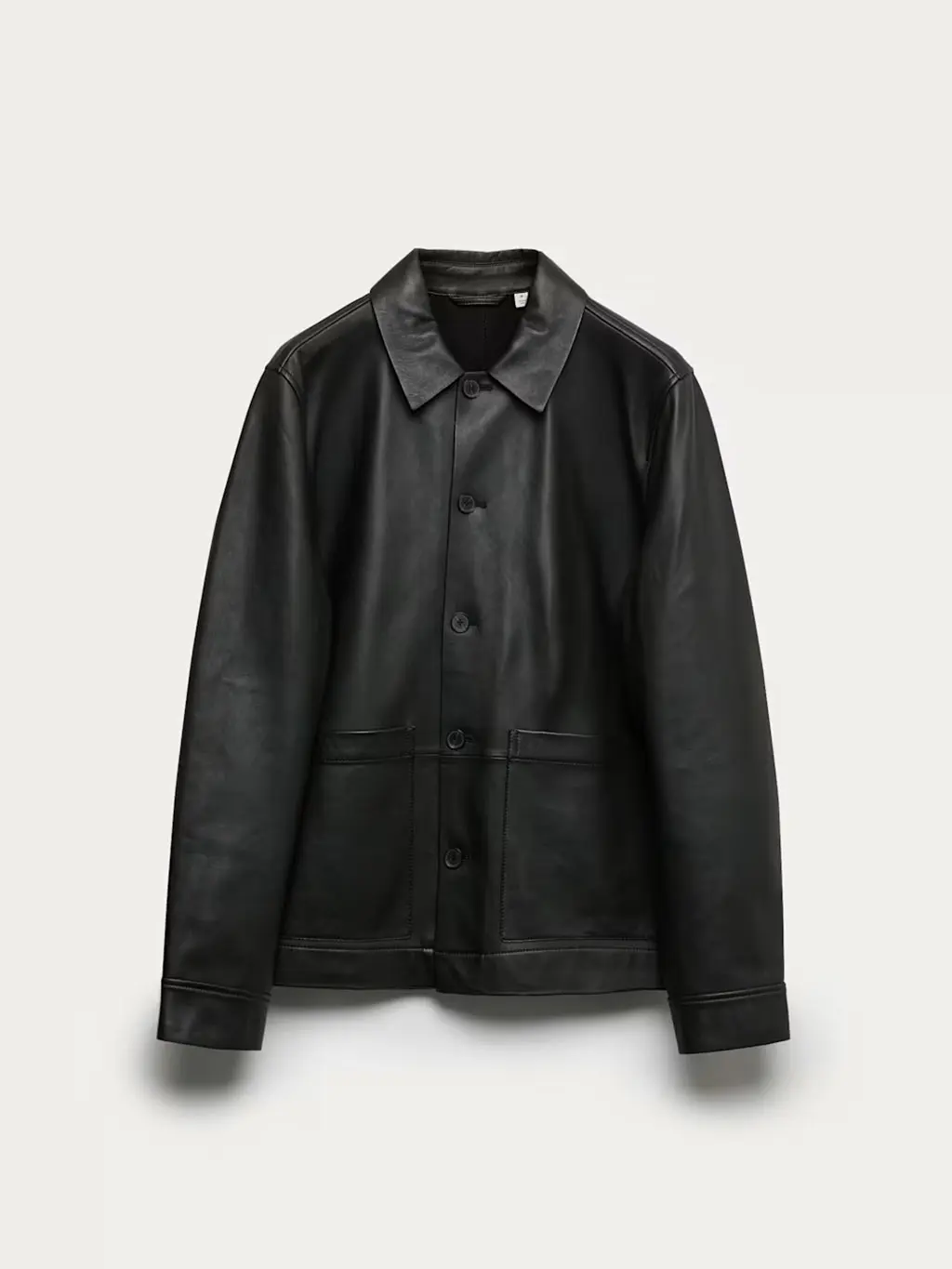 Black leather chore jacket
