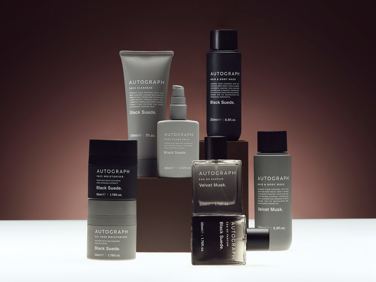 Selection of beauty products. Shop men's grooming