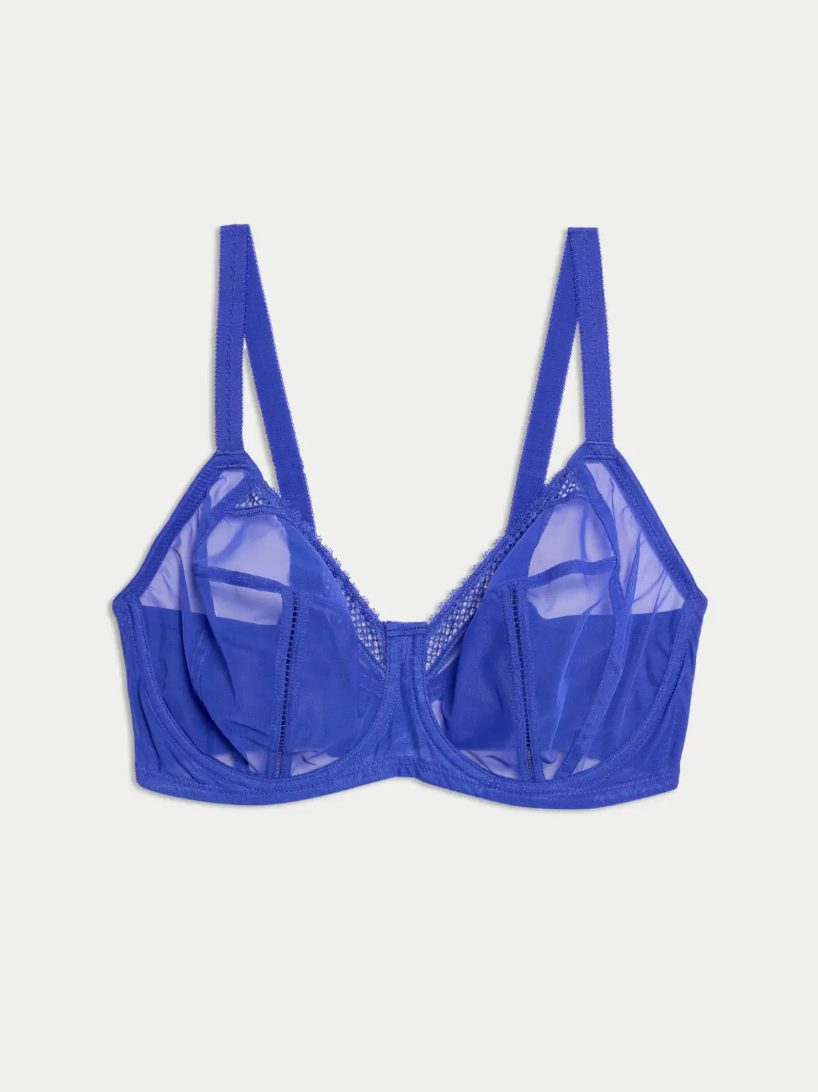 Electric blue bra with mesh details 