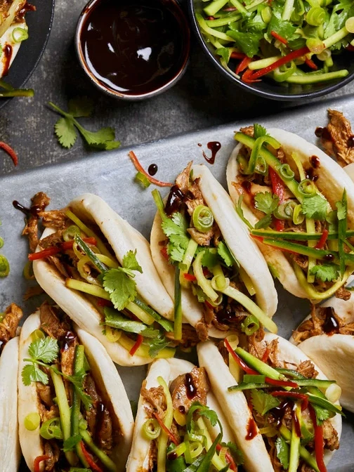 Shredded turkey bao buns