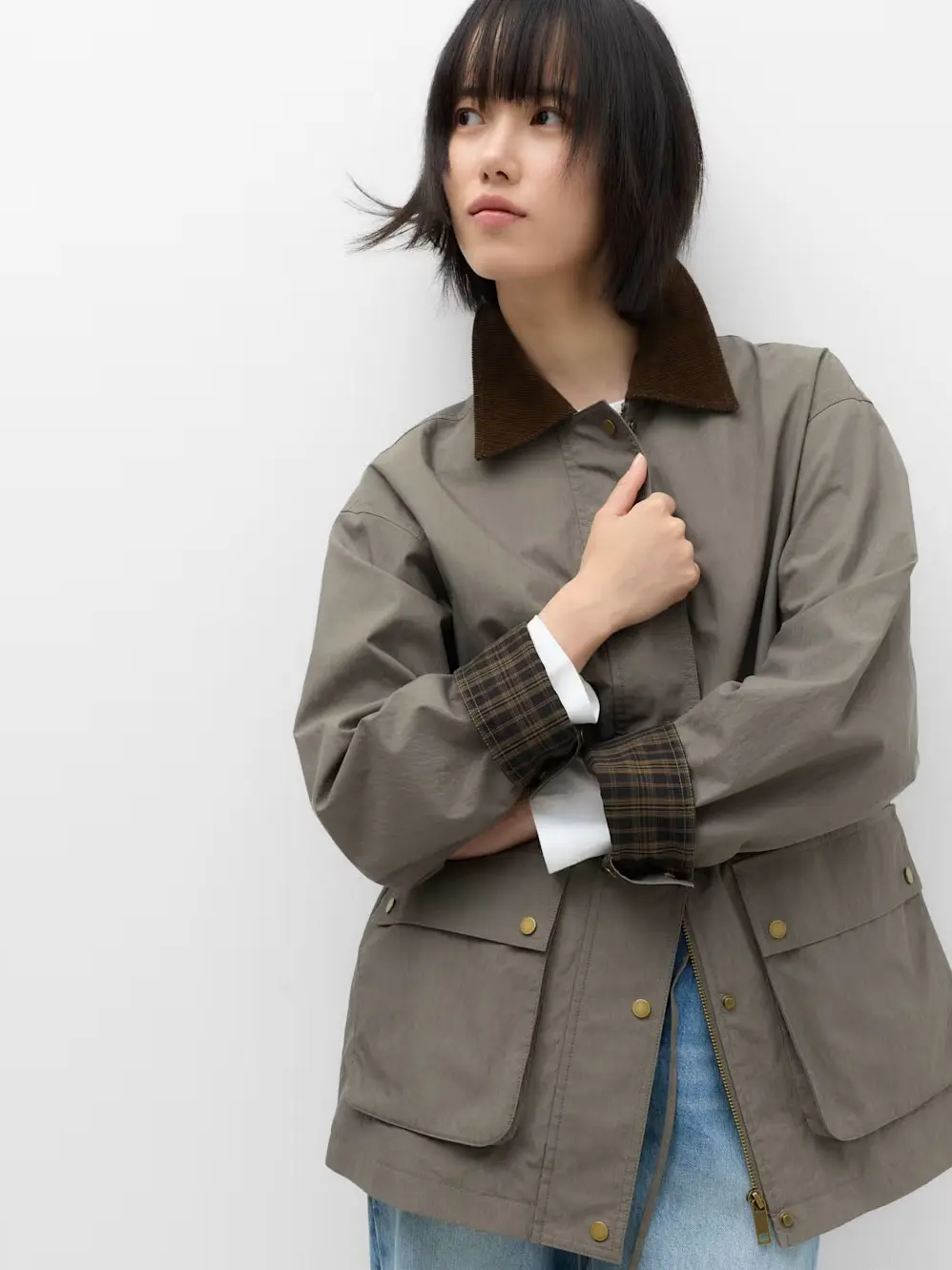 Woman in barn coat