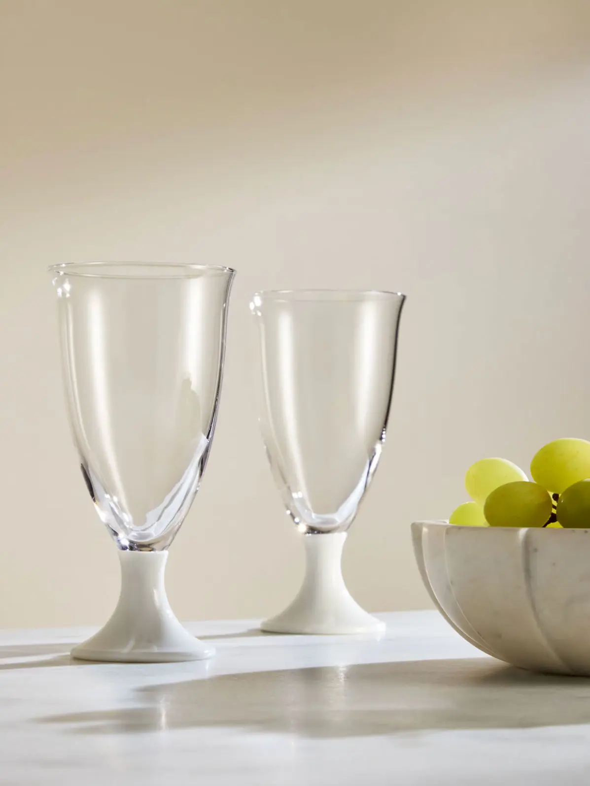 Set of two footed wine glasses