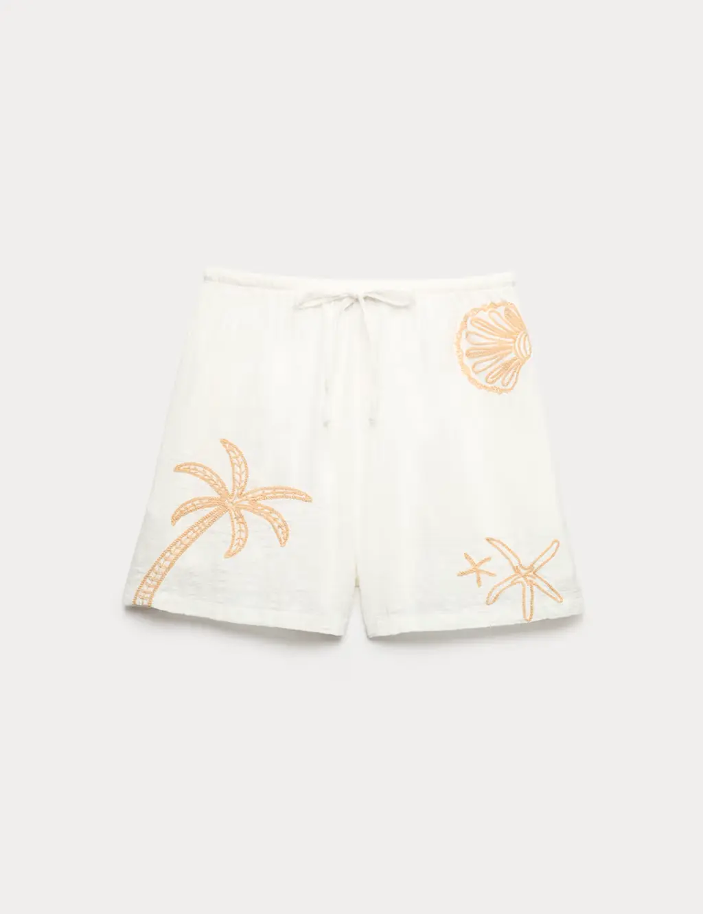 White cotton beach shorts