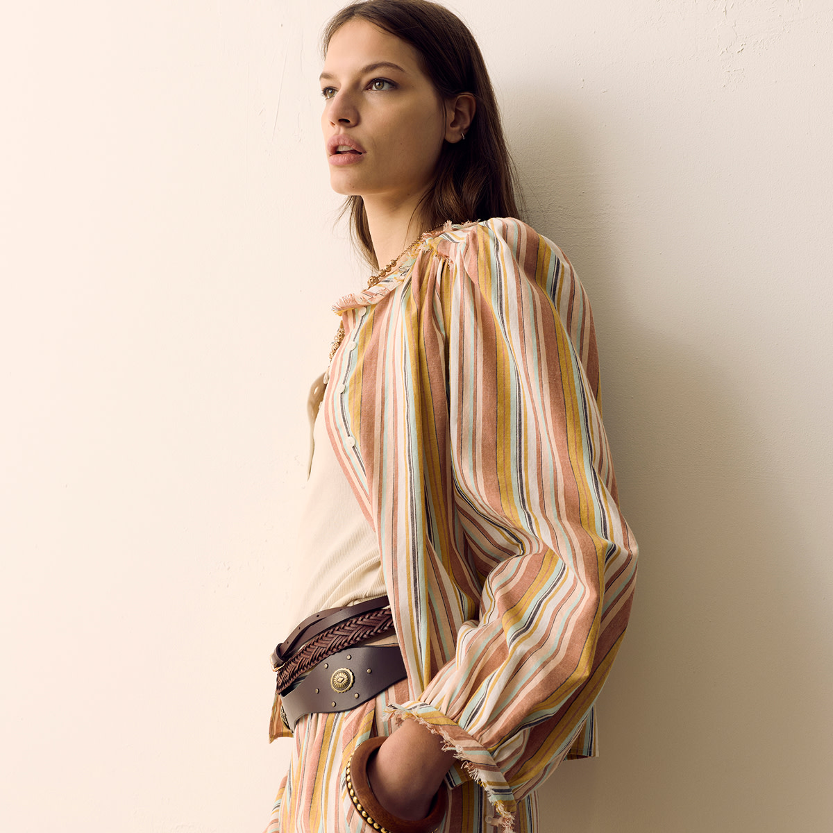 Woman in striped blouse