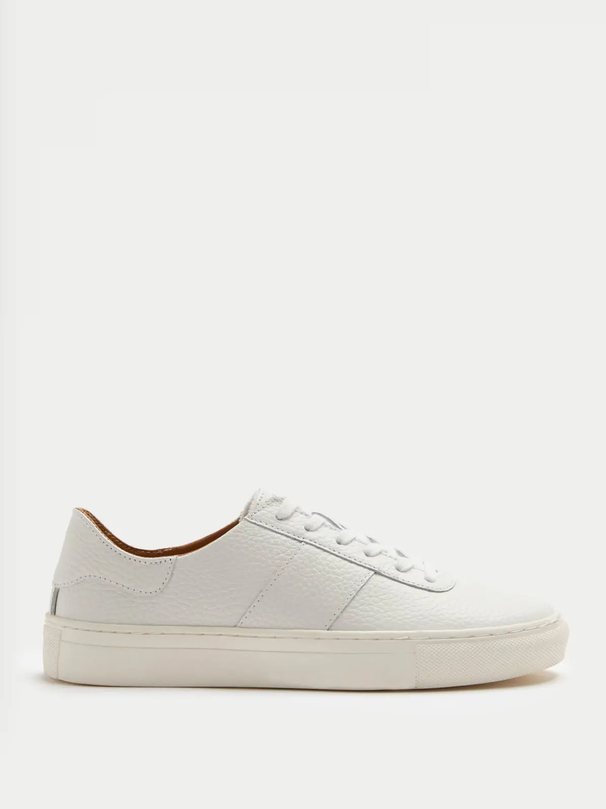 White lace-up leather trainers
