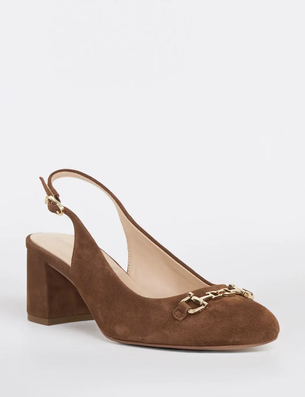 Brown suede slingback shoe
