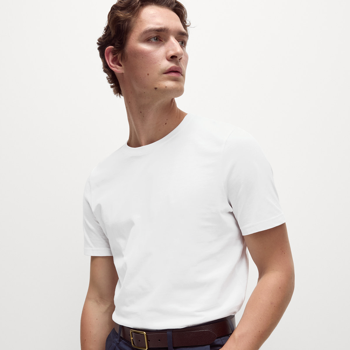 Man wearing white t-shirt