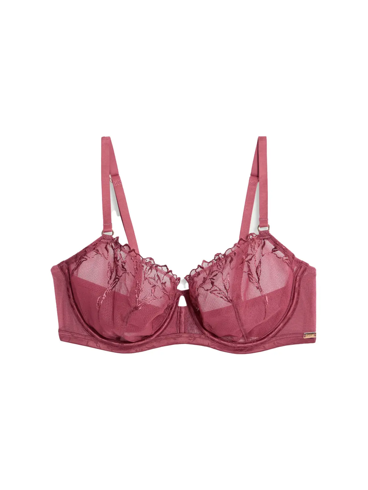Image of pink bra with floral embroidery 