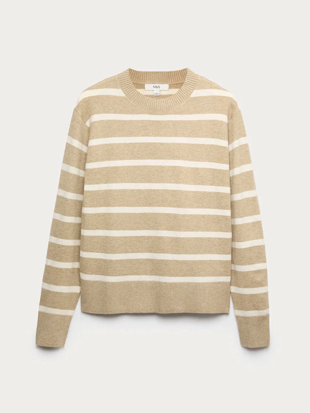 Sandstone striped crew-neck jumper