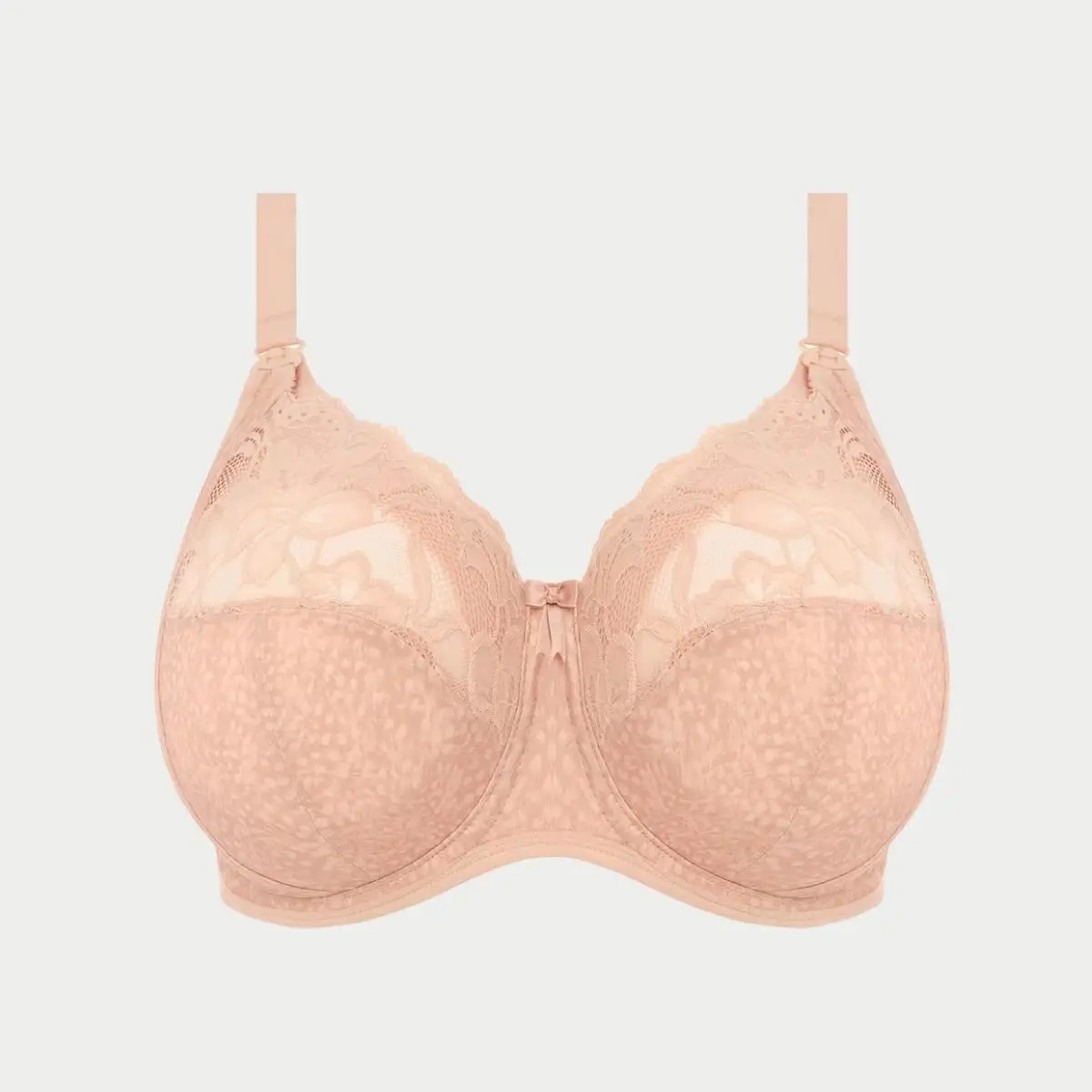 A cut out of a beige underwired fuller bust nursing bra