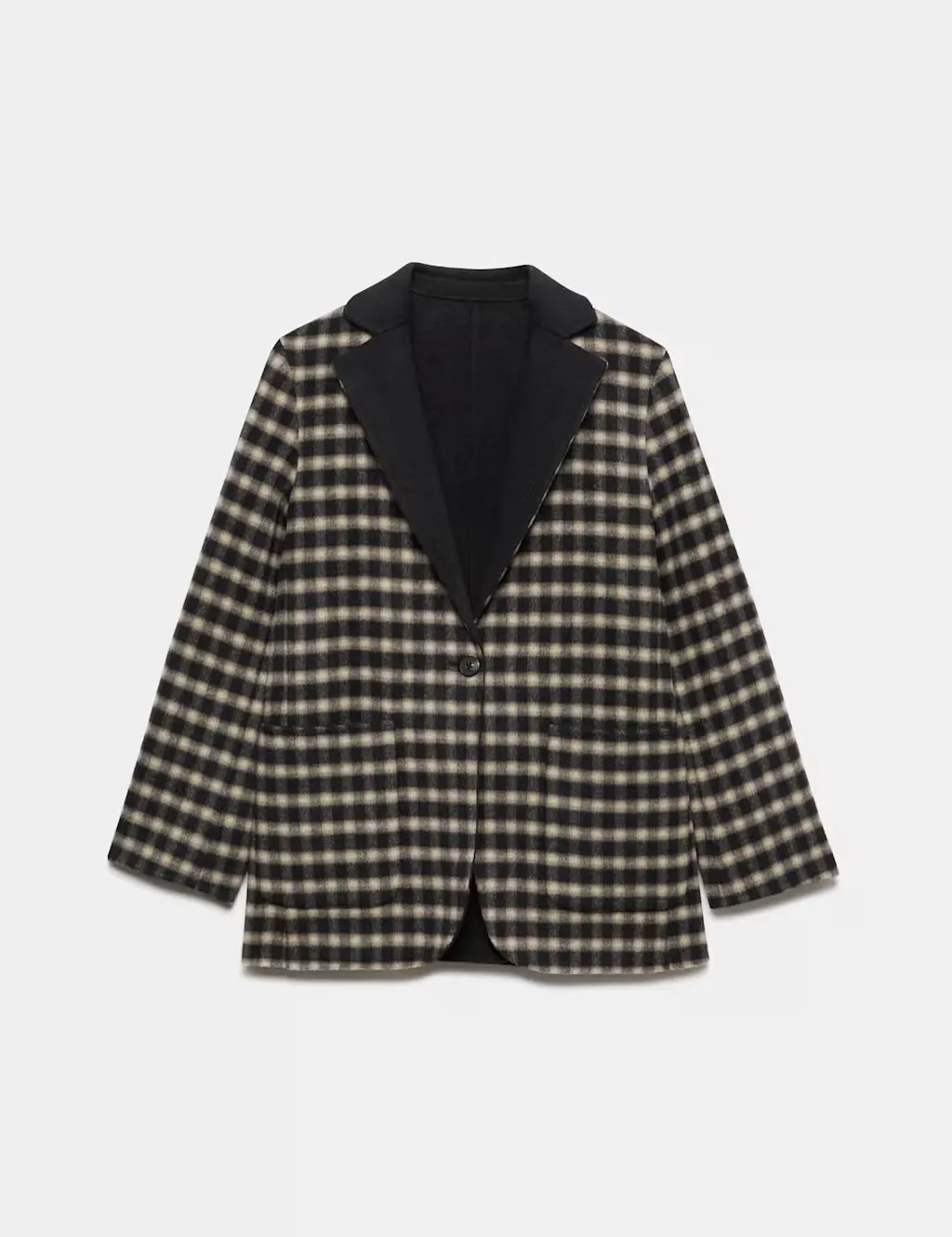 Double Faced Pure Wool Checked Reversible Blazer