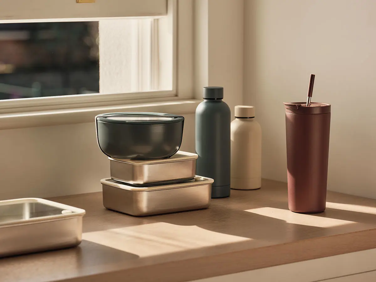Kitchenware and storage on a windowsill