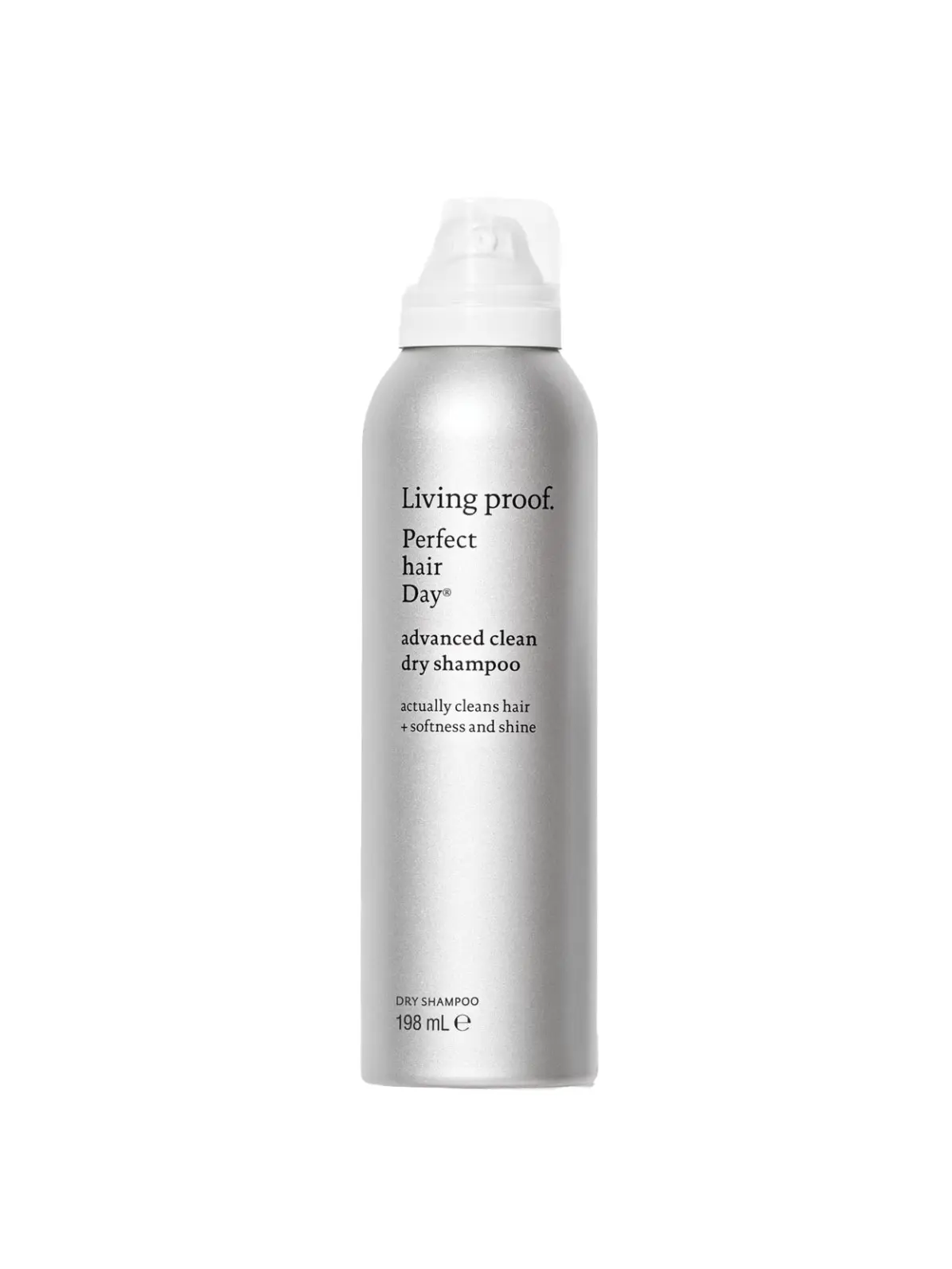 Dry shampoo in silver spray can