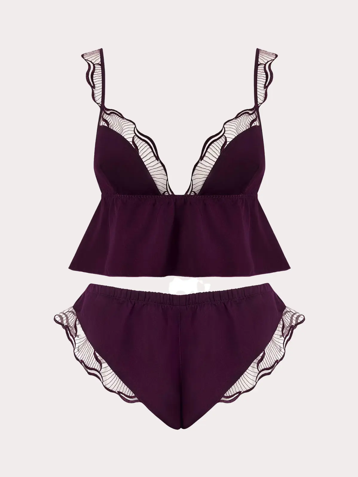Deep purple lace-trim cami and shorts 