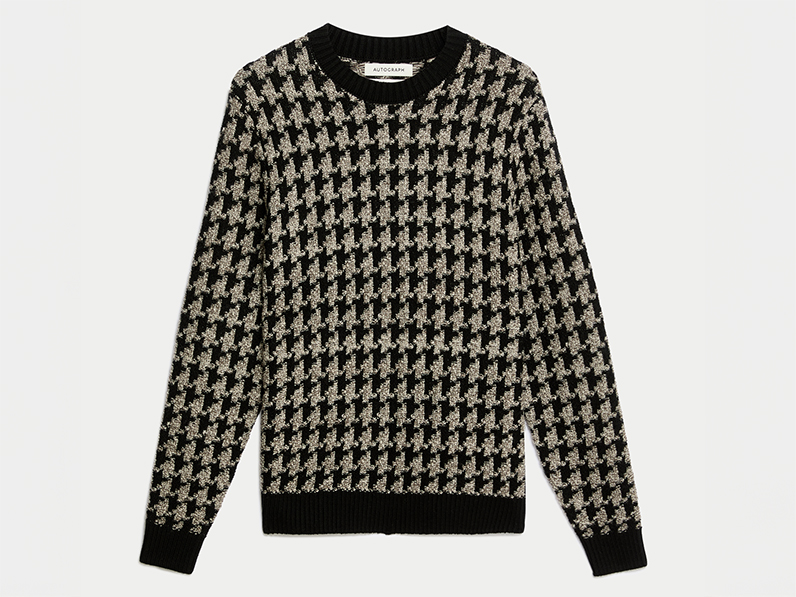 Men's crew-neck houndstooth jumper