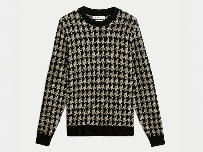 Men's crew-neck houndstooth jumper