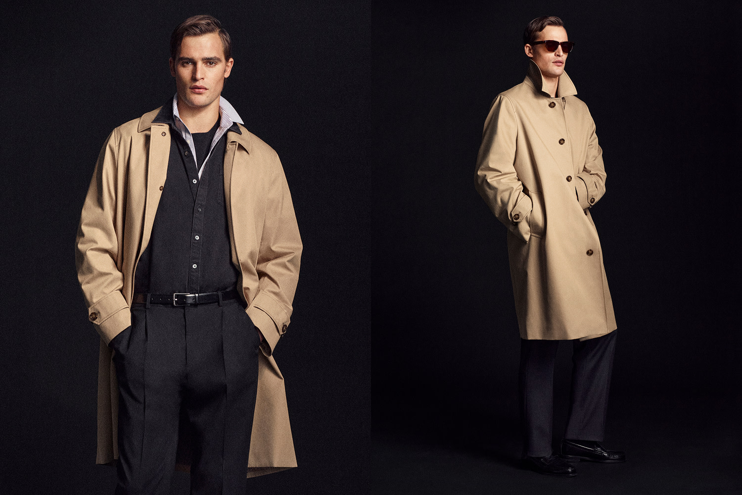 Man wearing brown trench coat