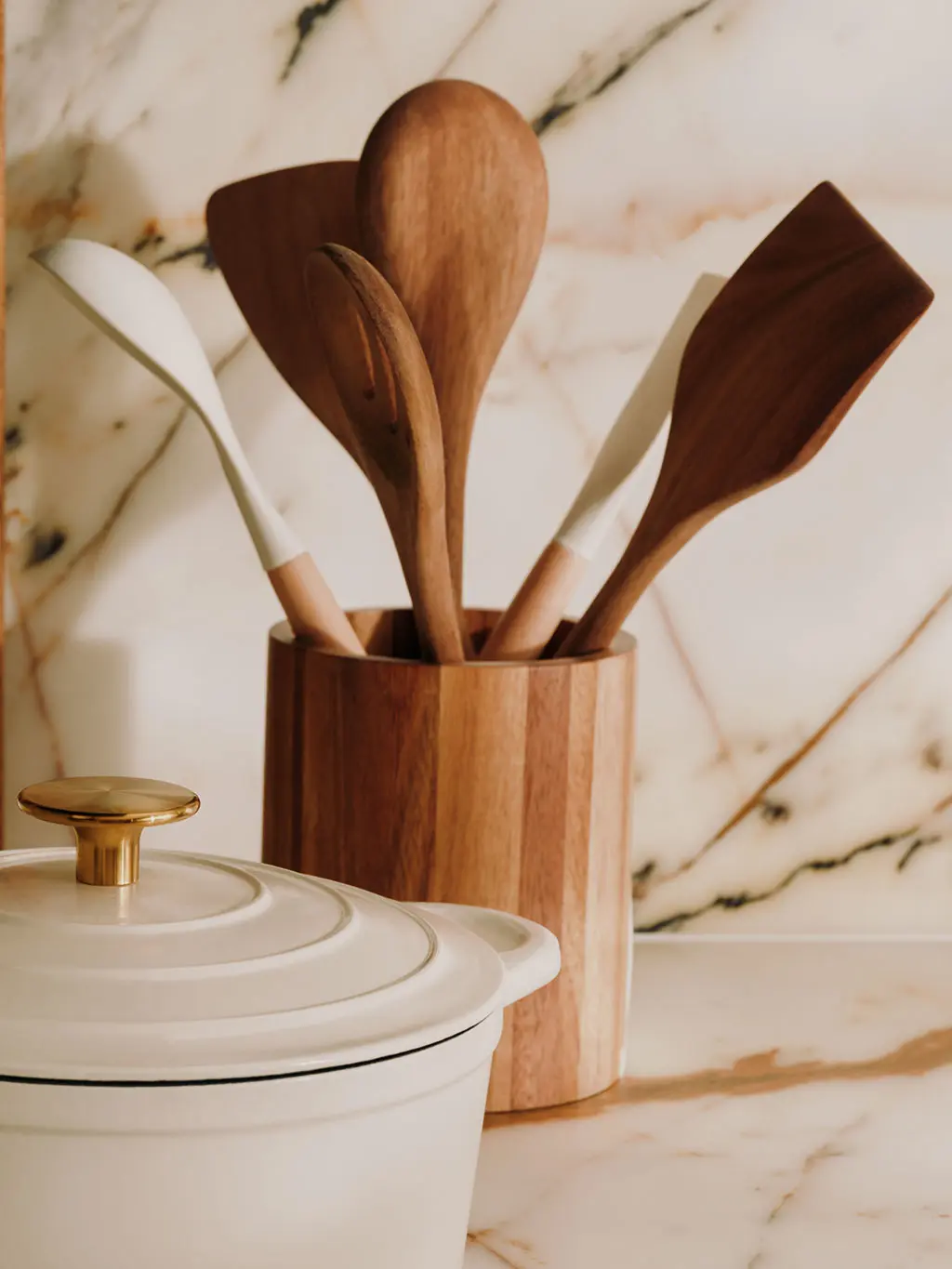 Utensils in pot