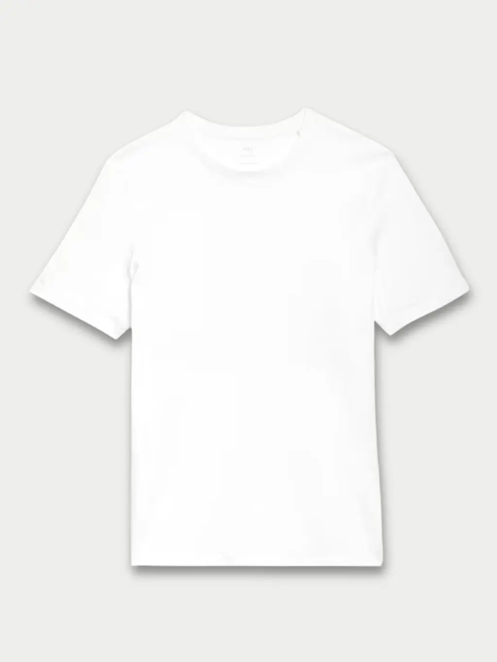 A cutout of a white crew neck t-shirt