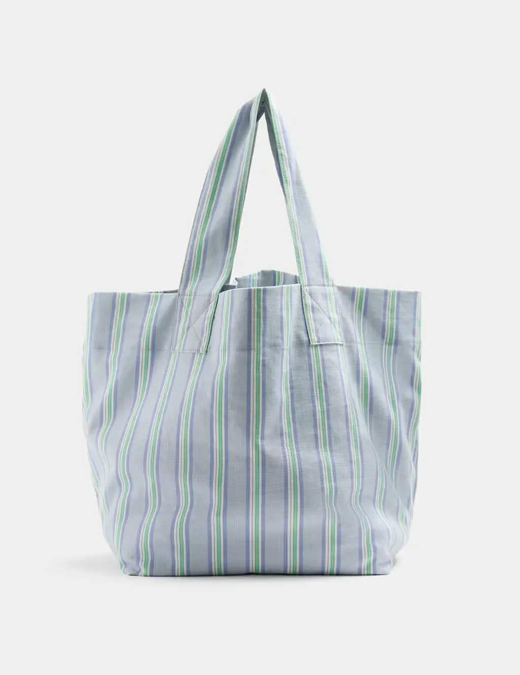 Blue striped cotton tote bag