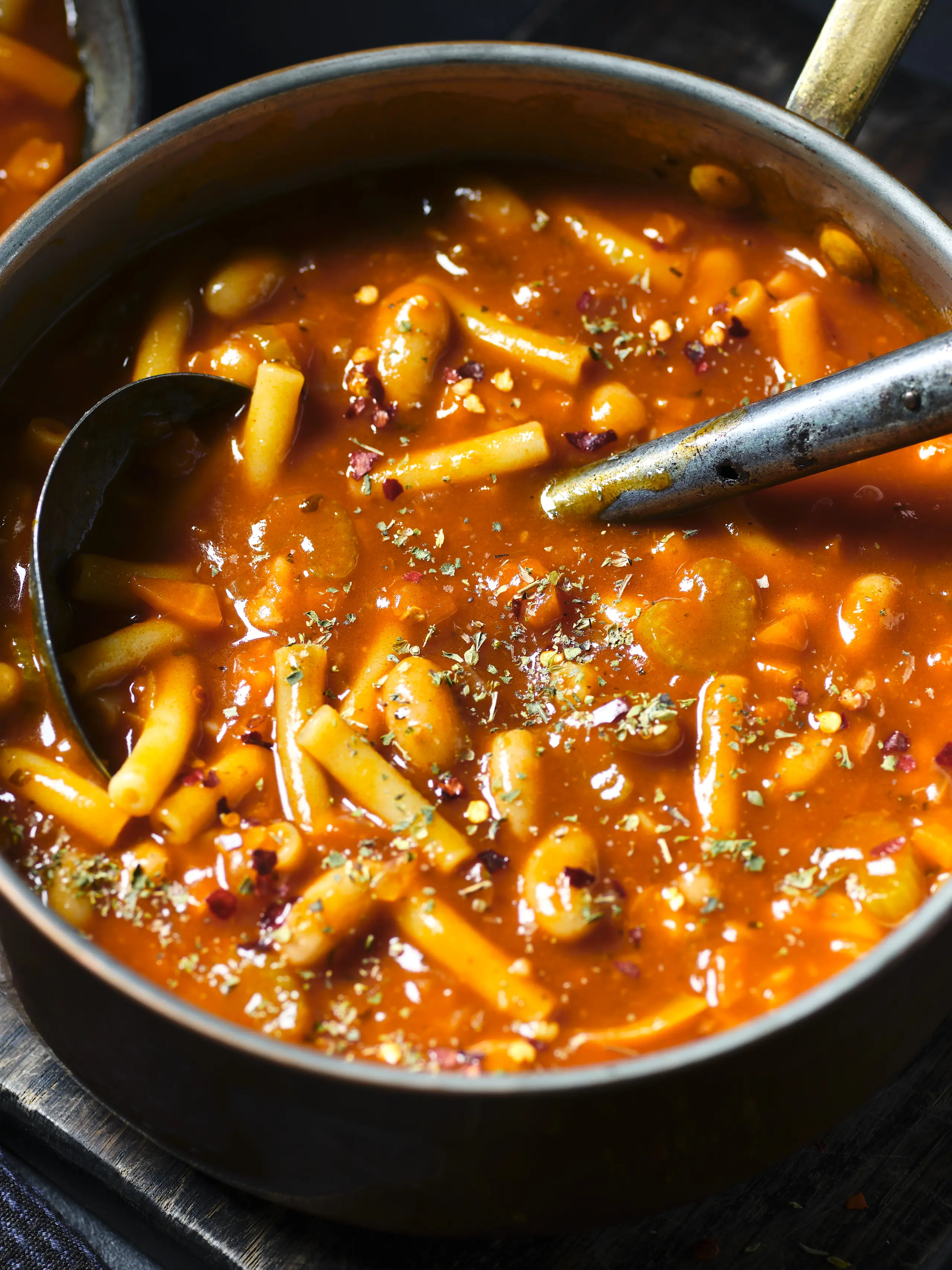 Pot of minestrone soup