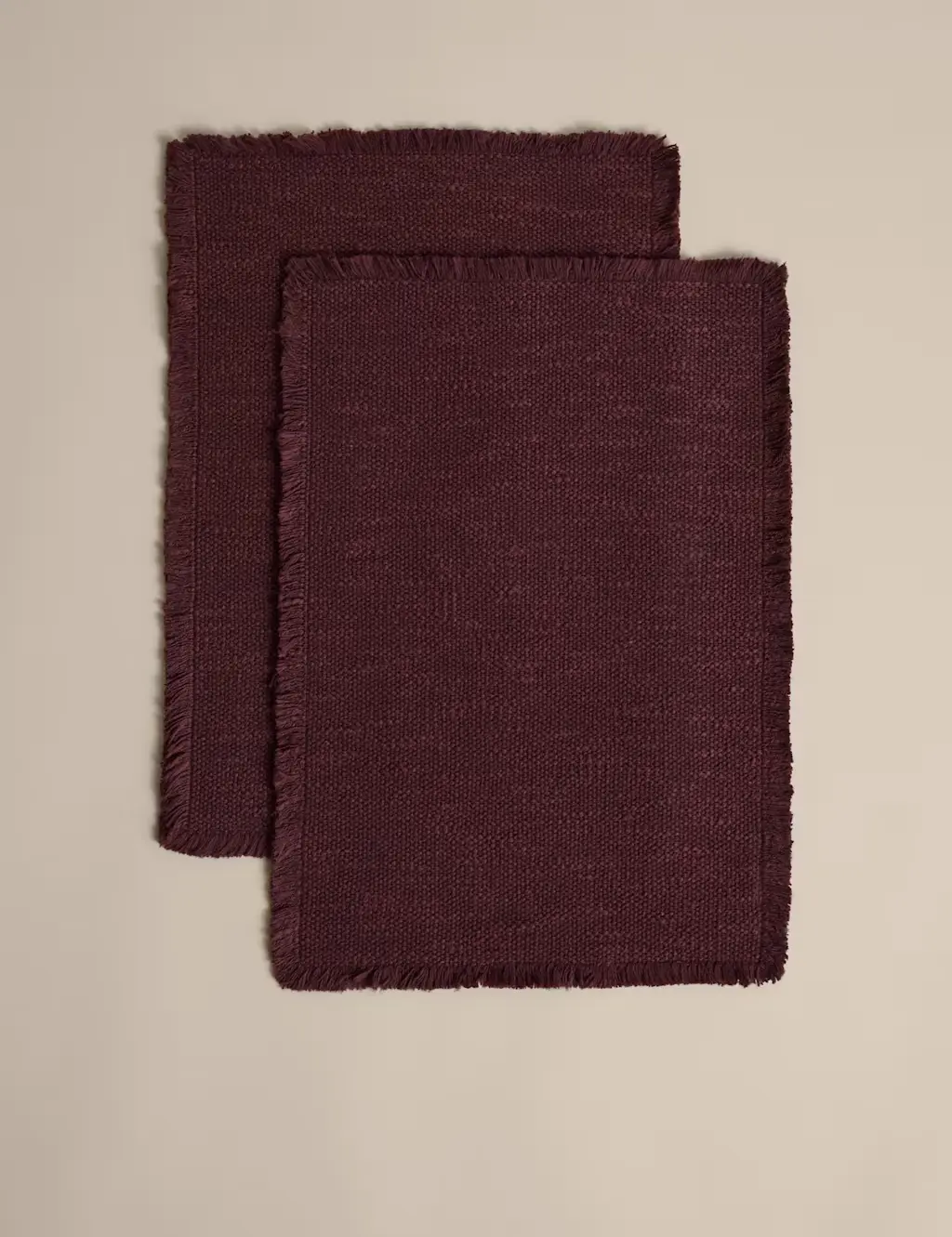 Set Of 2 Pure Cotton Frayed Edge Placemats