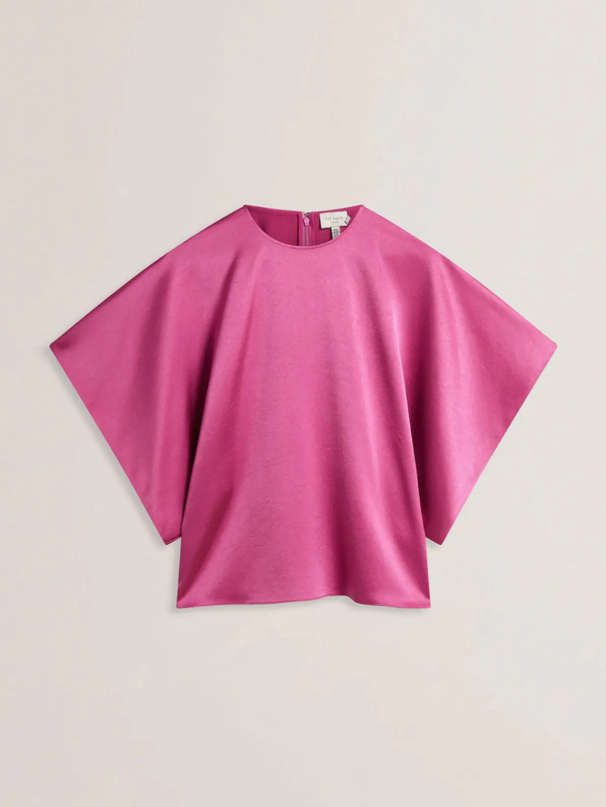 Pink satin batwing top