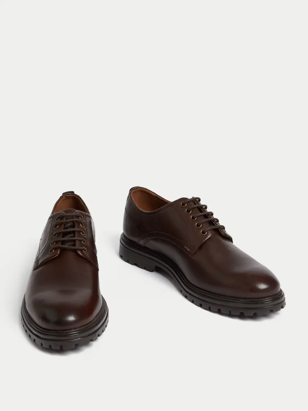 Dark brown leather derby shoes 