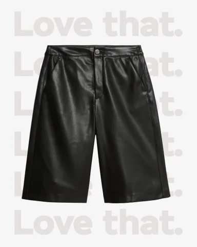 Black faux-leather Bermuda shorts