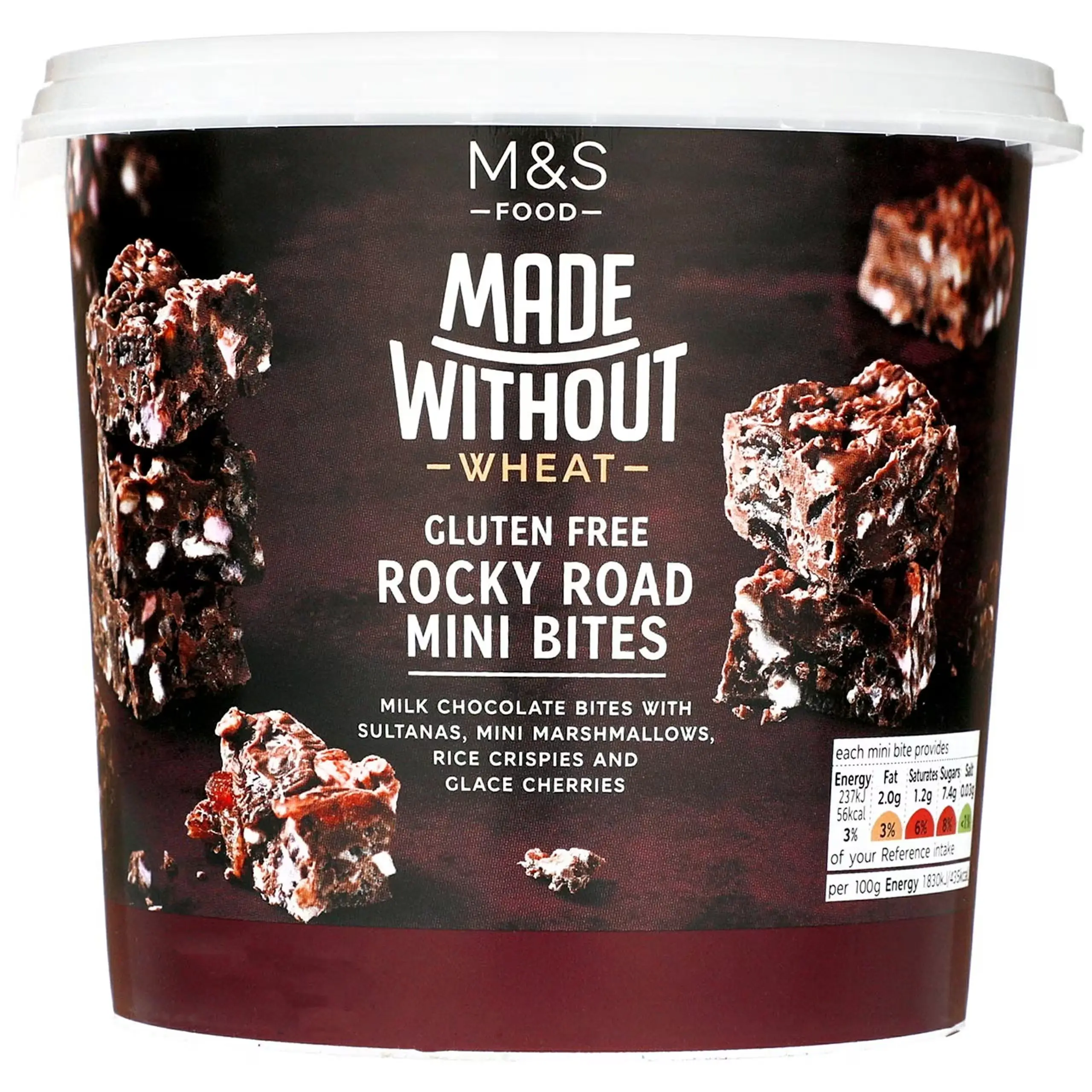 Tub of chocolate mini bites in packaging