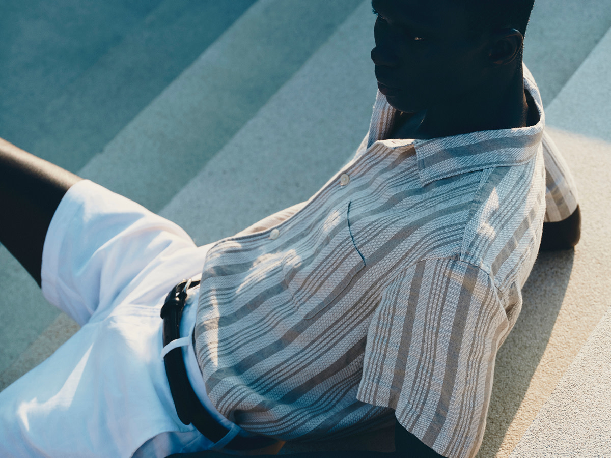 Man wearing striped shirt