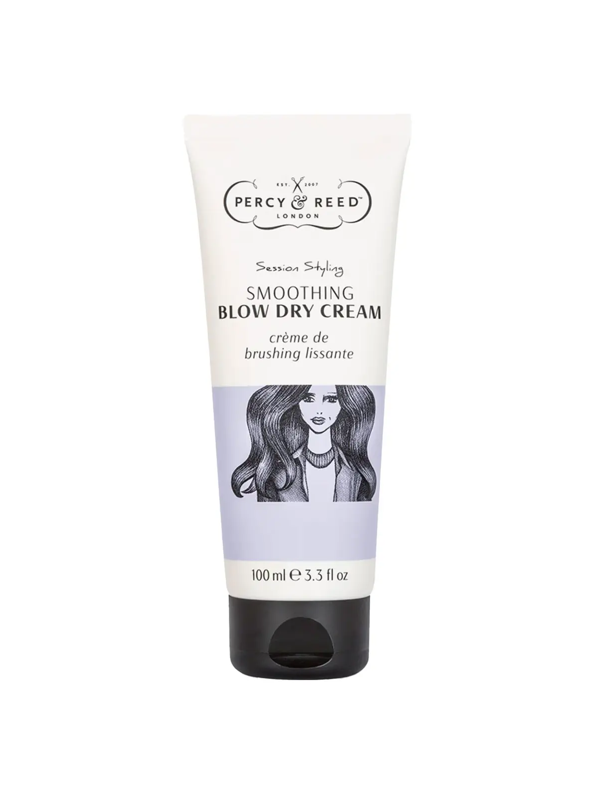 Hair smoothing cream in white and lilac bottle