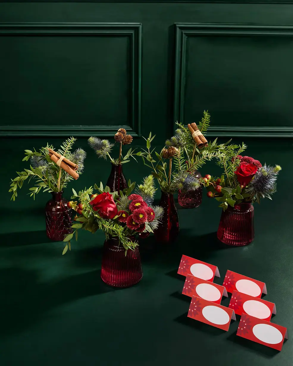 Set of six flower place settings for Christmas by M&S