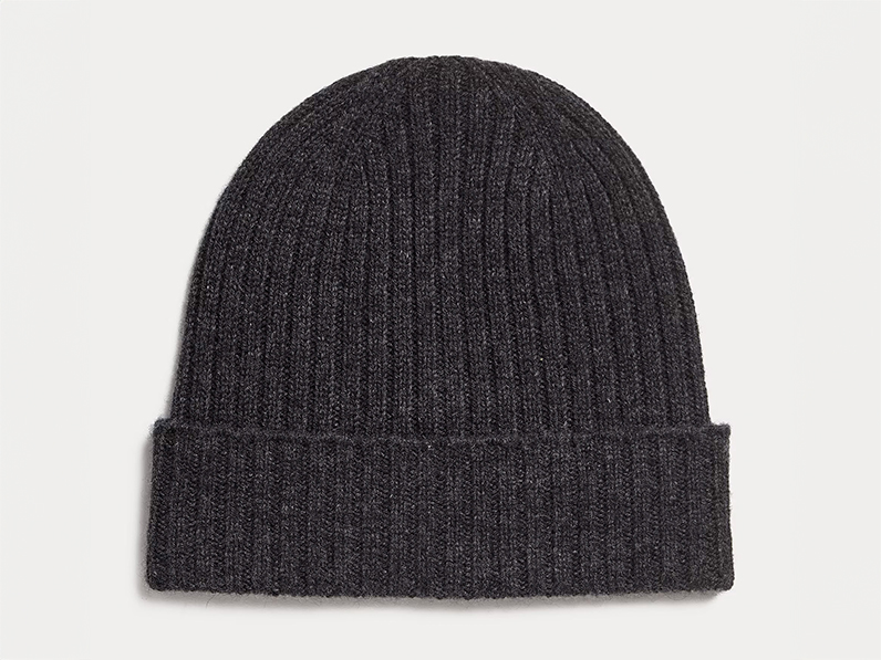 Men's Autograph charcoal grey ribbed beanie hat