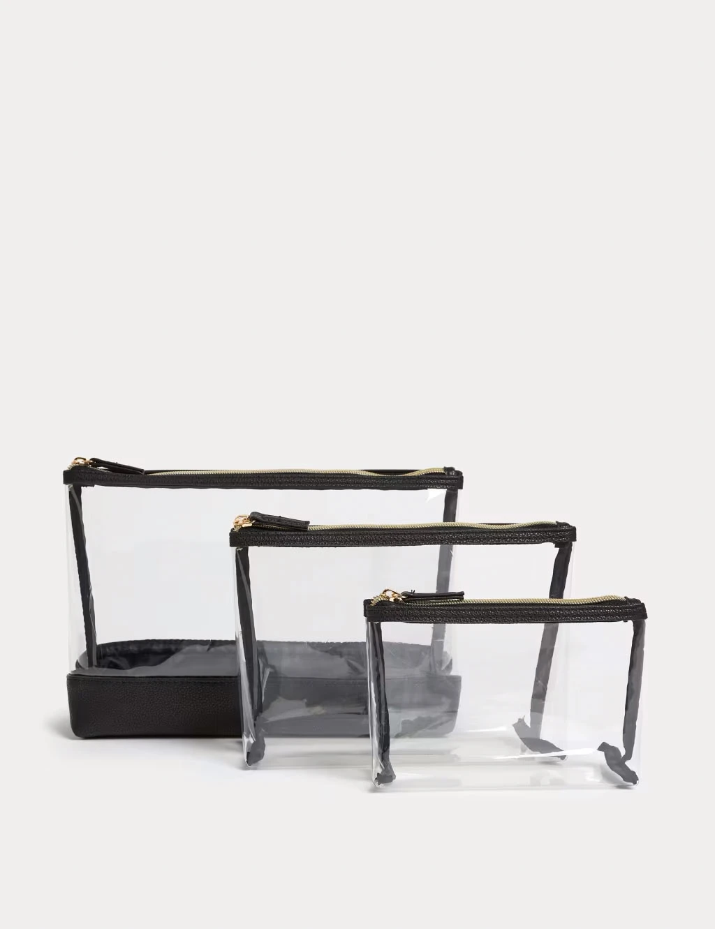 Three-piece clear make-up bag set