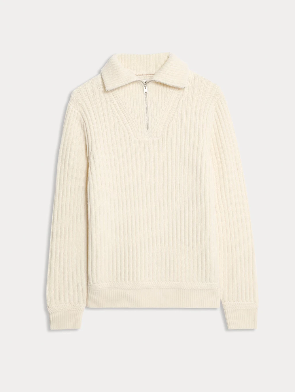 Jaeger cream lambswool half-zip jumper