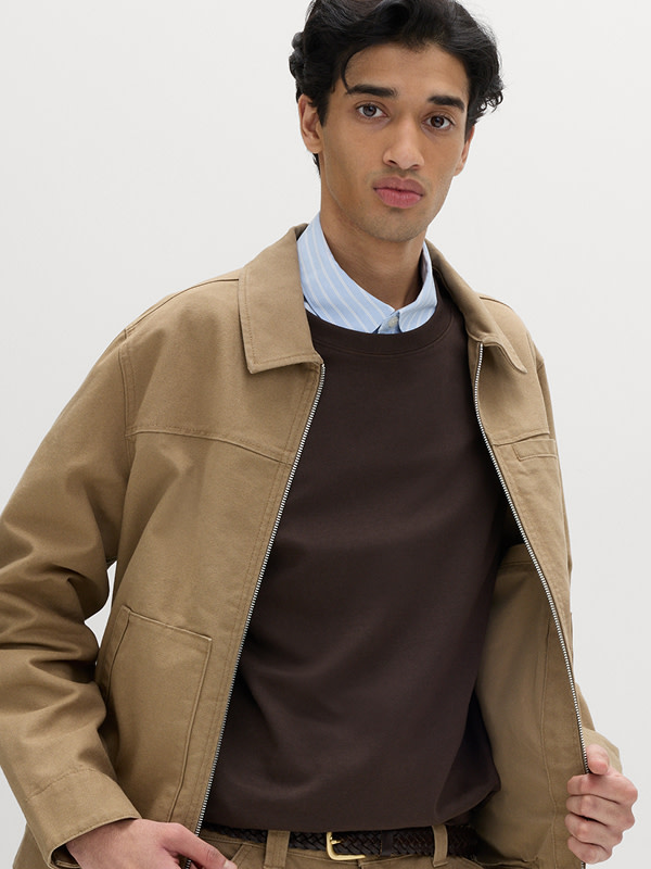 Man wearing Funnel Neck Bomber