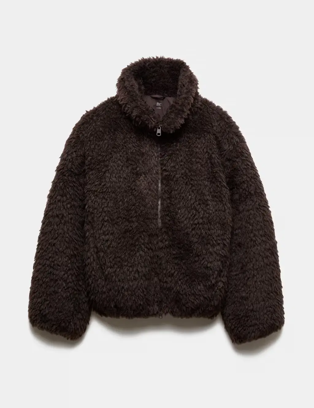 Borg Half Zip Textured Funnel Neck Fleece Jacket