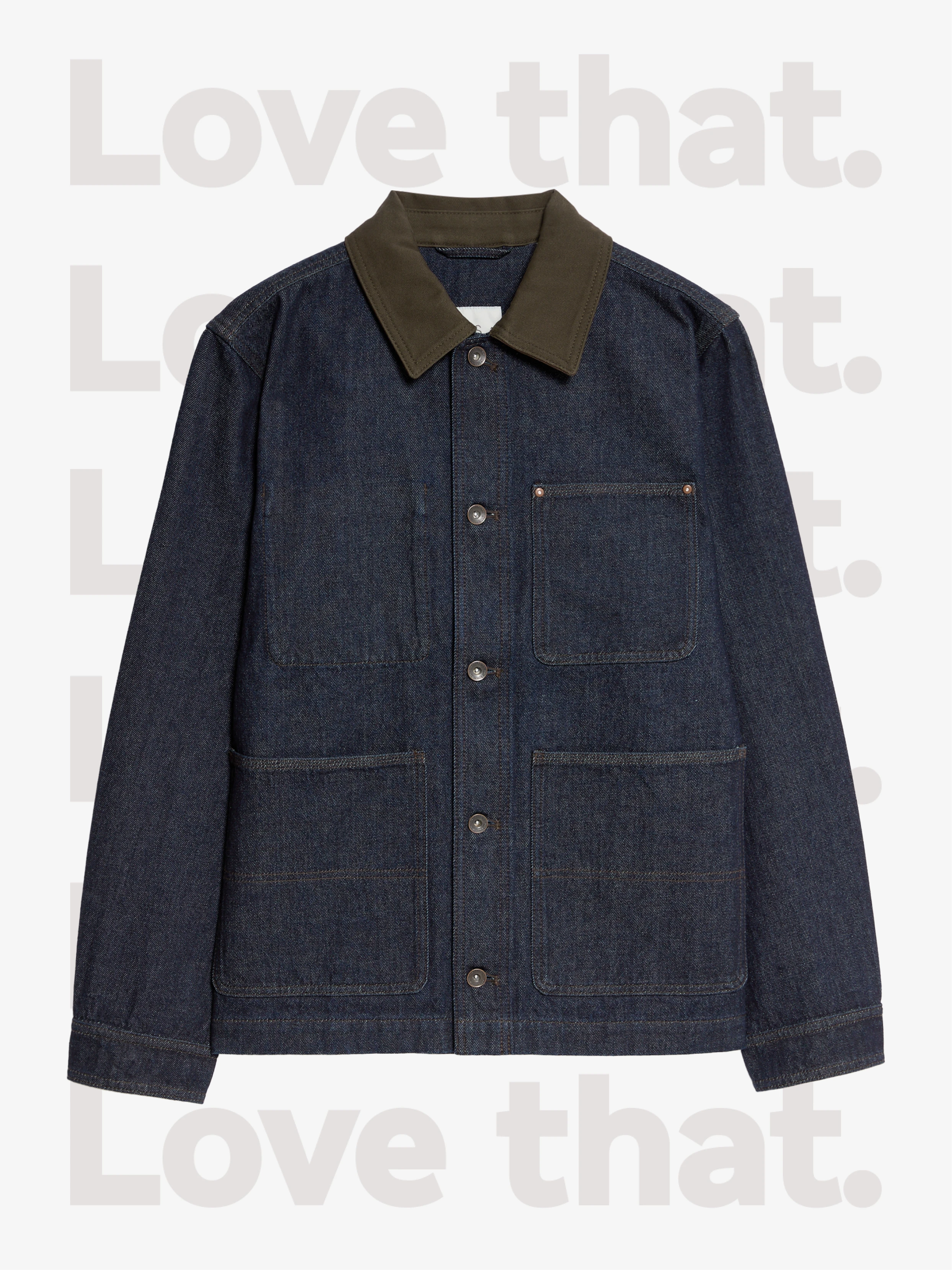 Men's denim contrast collar jacket