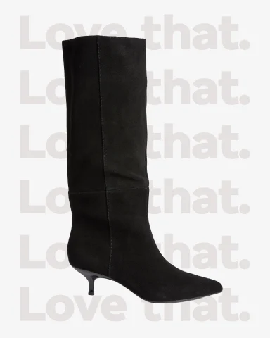 Black knee-high suede boots