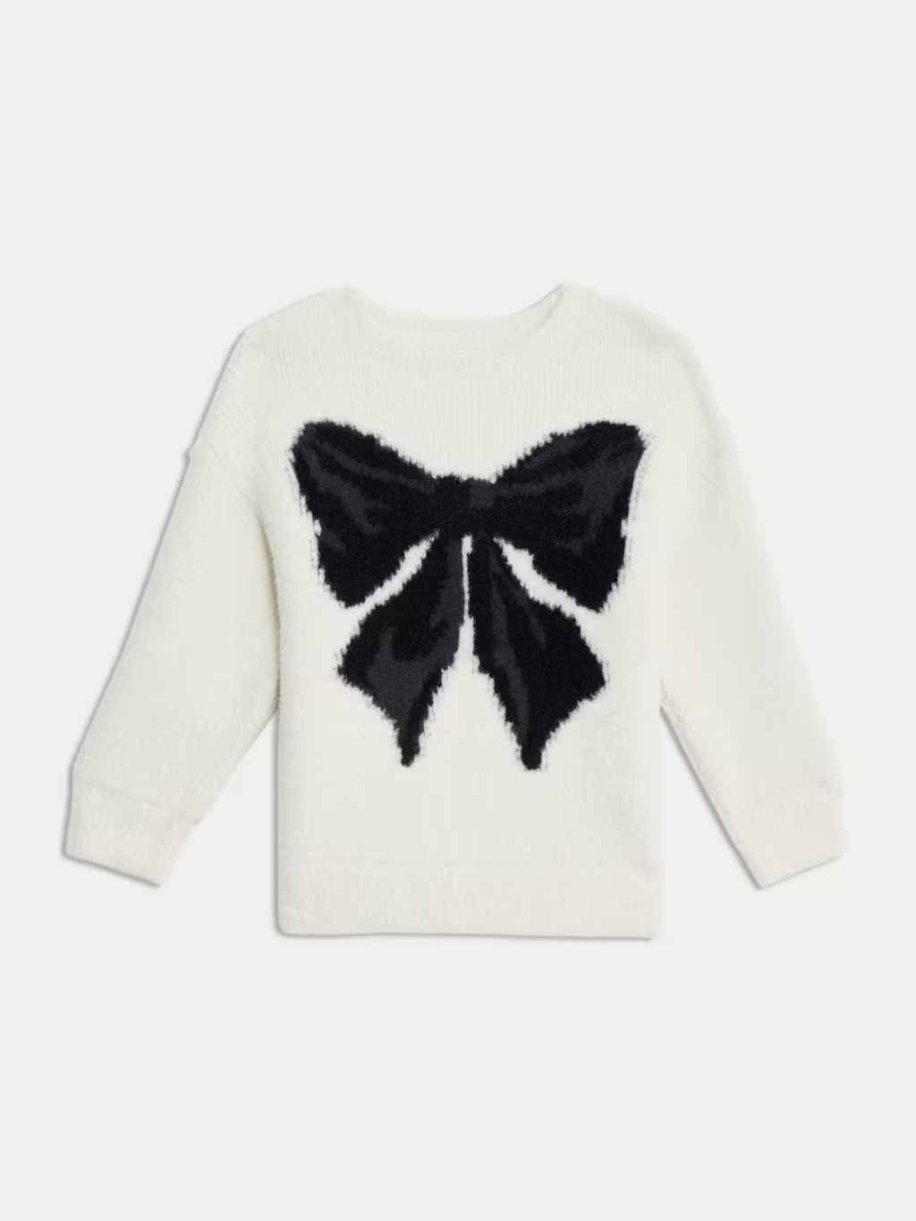 Kids' white jumper with black bow design