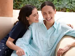 Mother and daughter celebrating Eid together