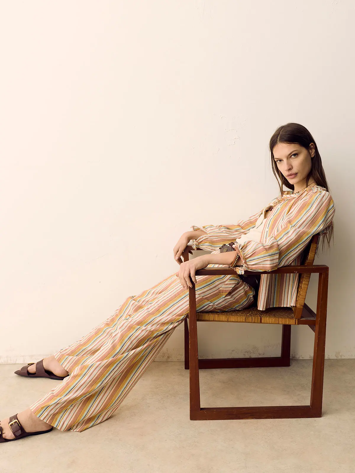 Woman wearing striped co-ord 