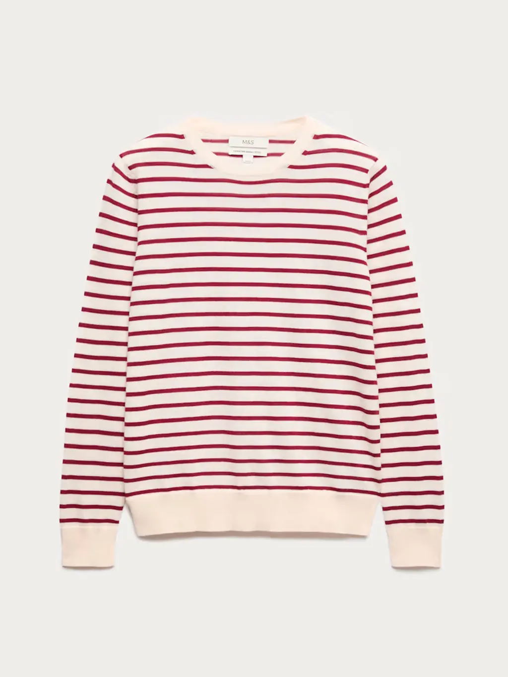 Red and cream striped jumper