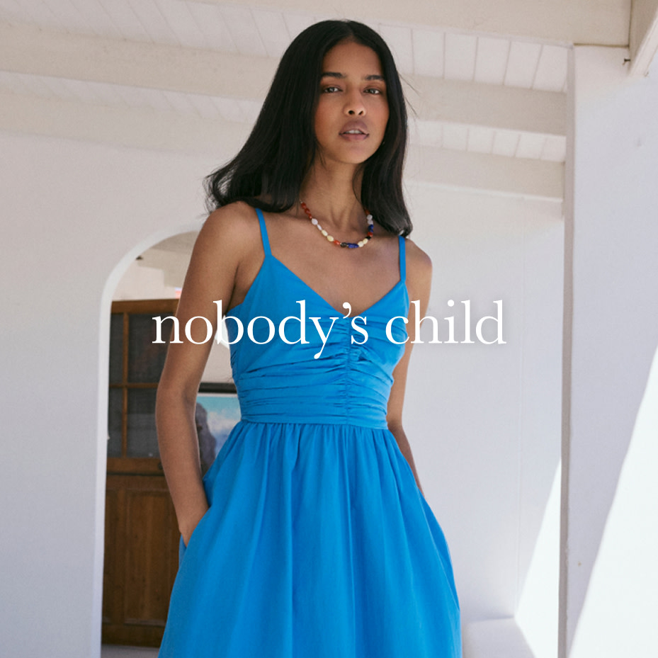 Woman in blue dress